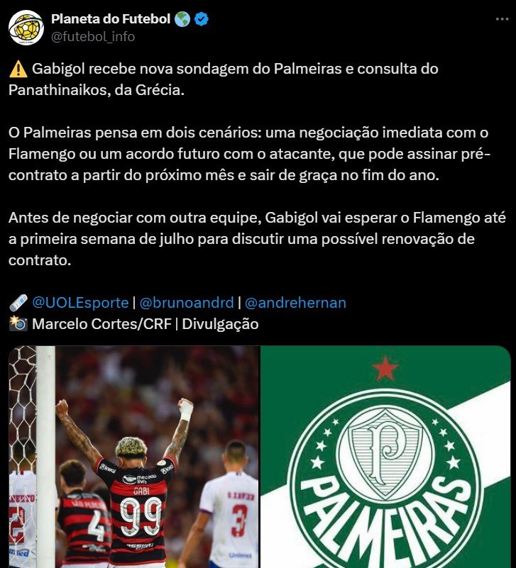 Gabigol em negociações com o Palmeiras