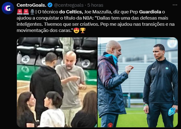 Pep Guardiola e treinador do Boston Celtics