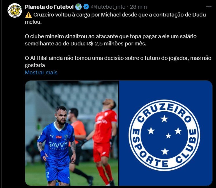 Michael negocia com o Cruzeiro