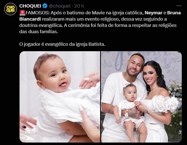 Neymar e Bruna Biancardi no batismo de sua filha, Mavie