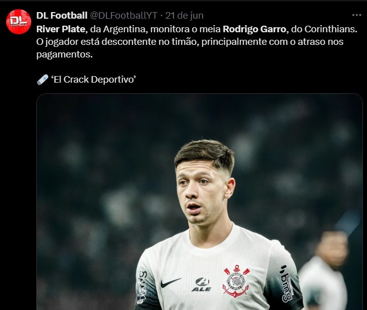 River Plate da Argentina mostra interesse por Rodrigo Garro