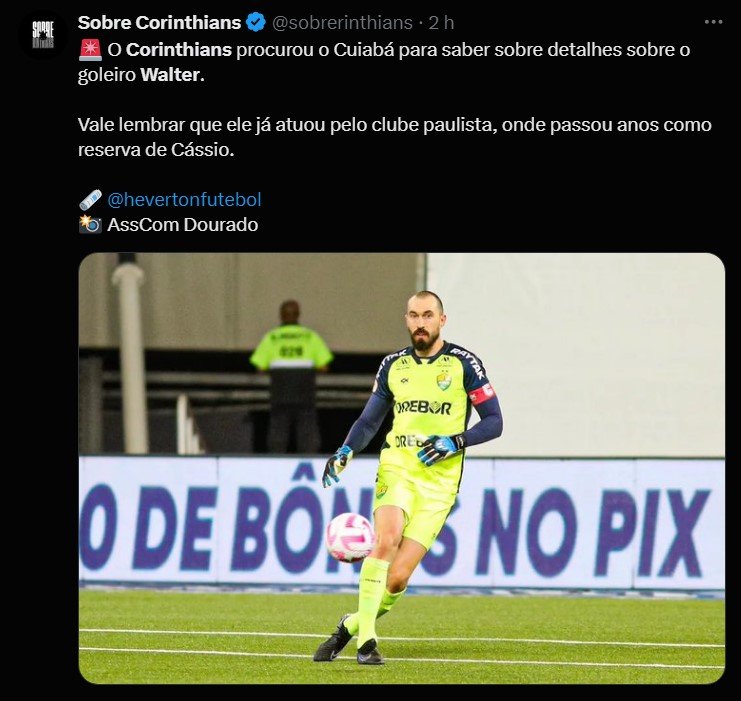 Informação sobre a possível negociação do Corinthians com o goleiro Walter, para substituir Carlos Miguel 