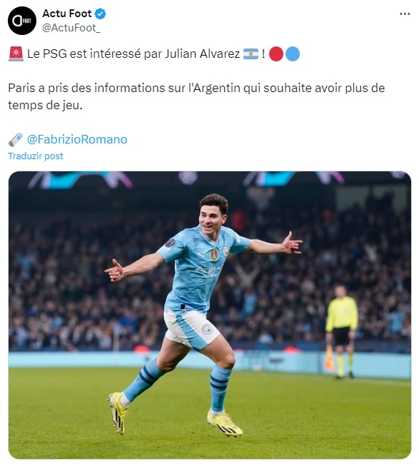 PSG está interessado em Julián Álvarez