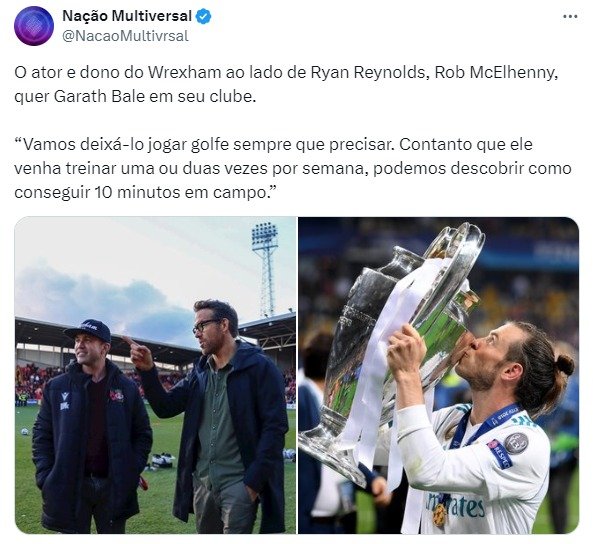 Gareth Bale recebe proposta do Wrexham