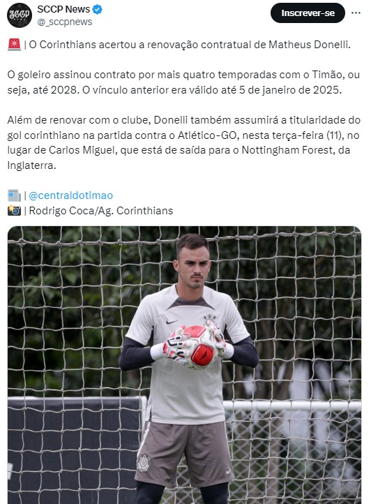 Matheus Donelli renova contrato com o Corinthinas