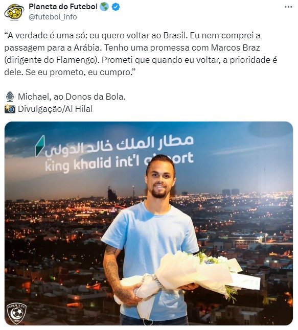 Michael faz promessa de voltar ao Brasil, com prioridade ao Flamengo