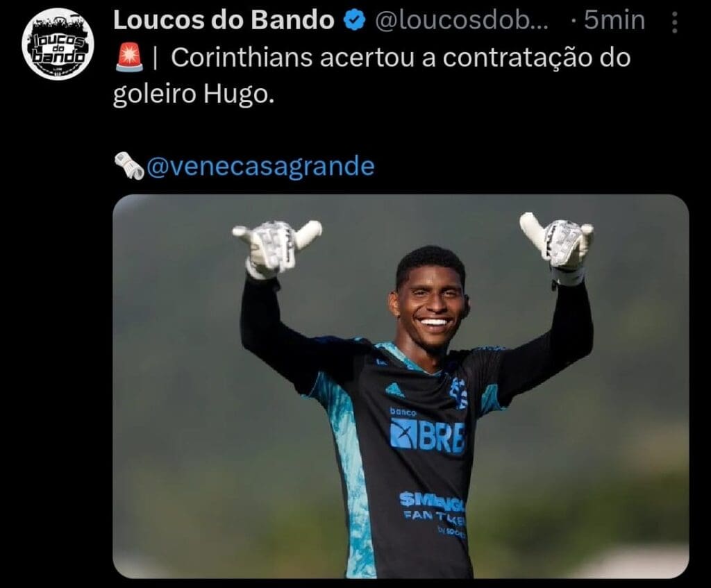 Corinthians acerta a contratação do goleiro Hugo