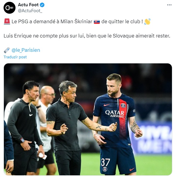 Milan Škriniar deve deixar o PSG