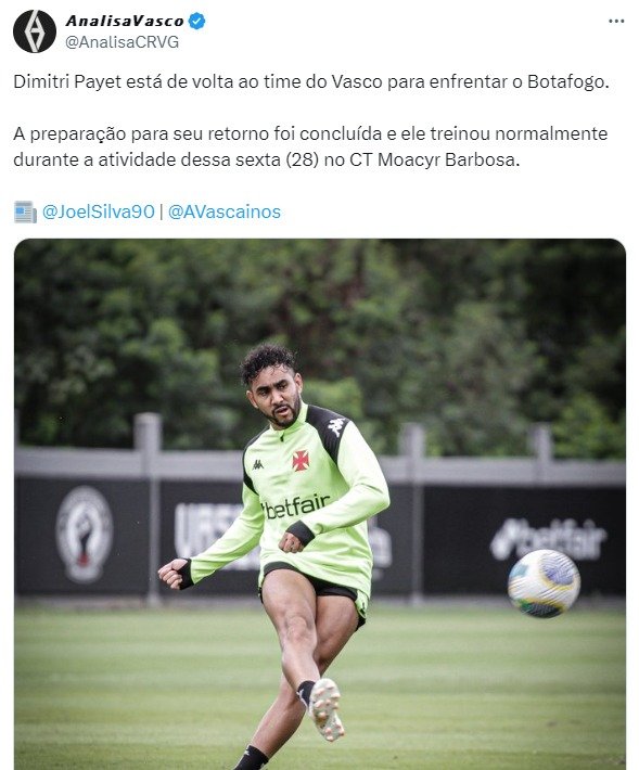 Payet volta a ser relacionado para os jogos do Vasco