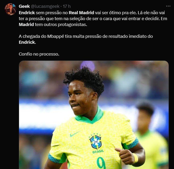 Endrick pela seleção Brasileira