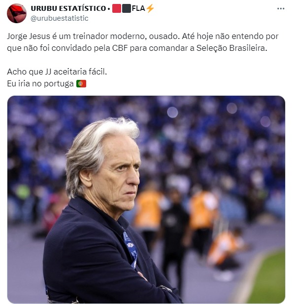 Jorge Jesus é um dos pedidos como técnico da seleção brasileira