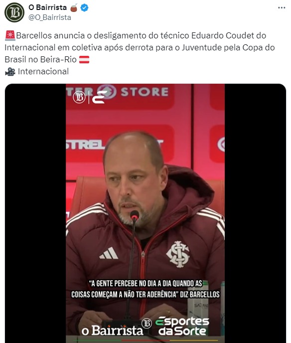 Eduardo Coudet não é mais técnico do Internacional