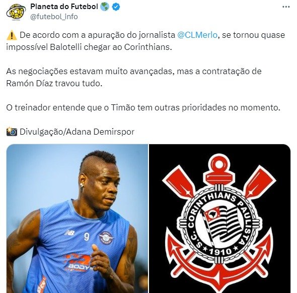 Ramón Díaz chega ao Corinthians e veta a chegada de Balotelli