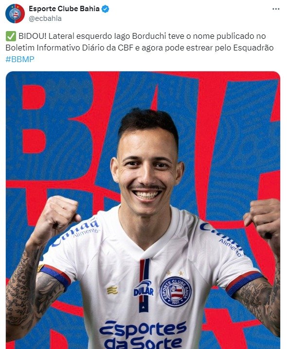 Iago Borduchi é o novo reforço do Bahia