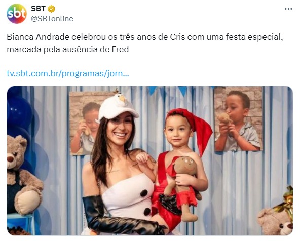 Fred não comparece ao aniversário de seu filho com Bianca Andrade