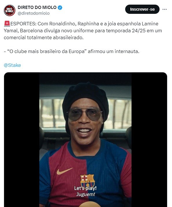 Ronaldinho aparece com outros brasileiros em comercial do Barcelona