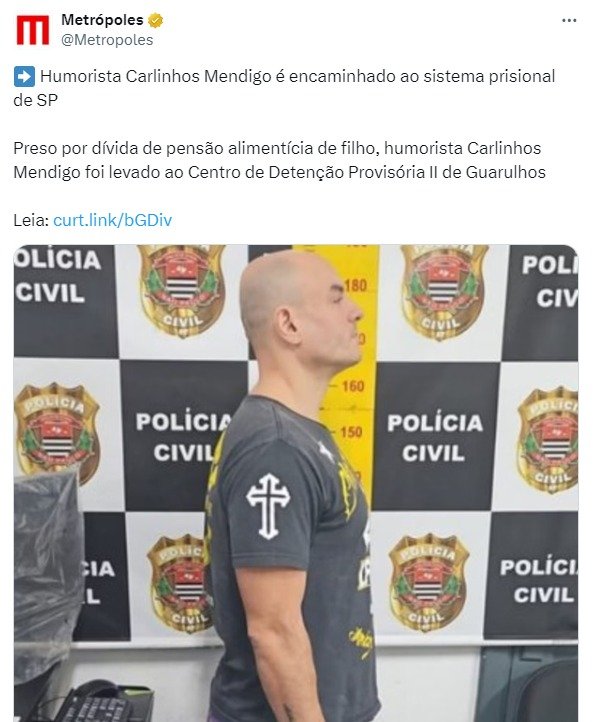 Carlinhos Mendigo foi preso por dever pensão alimentícia