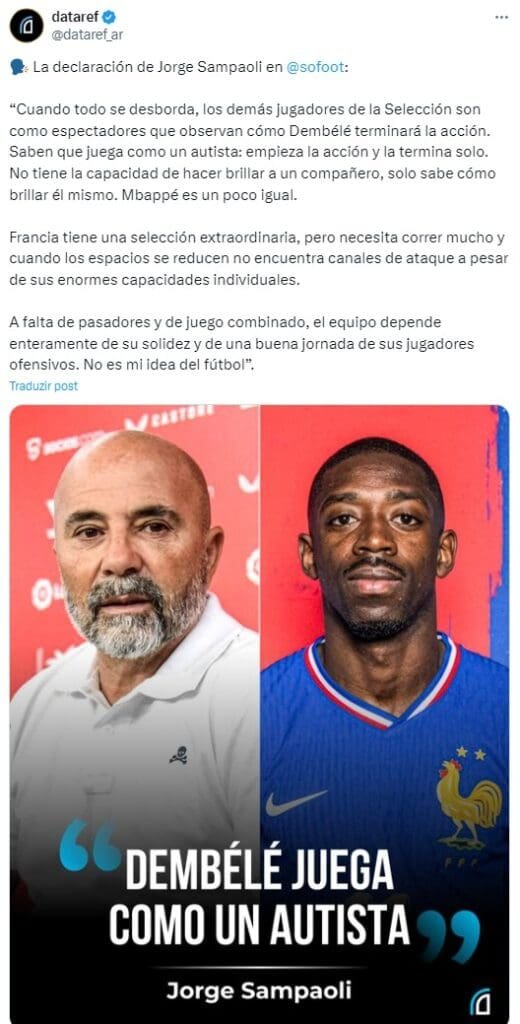 Sampaoli em frase sobre Dembele